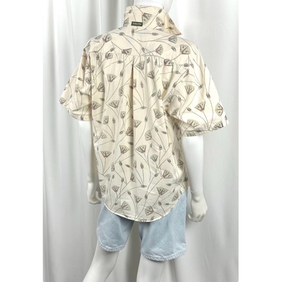 Vintage 1980’s ‘Outback Red’ Leafy Plant Printed Collared Button Down Blouse • M - Picture 9 of 10